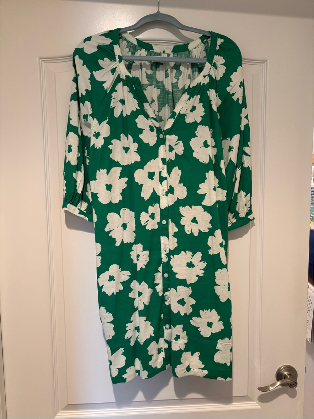 Sonoma Green and White Floral Mini Dress